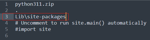 编辑pythonxx._pth文件